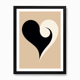 Gold Cream Black Heart 5 Art Print