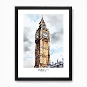 London 3 Watercolour Travel Poster Art Print