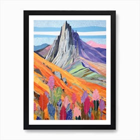 Glyder Fawr Wales 1 Colourful Mountain Illustration Art Print