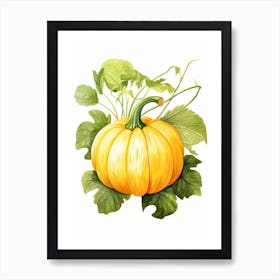 Buttercup Squash Pumpkin Watercolour Illustration 4 Art Print