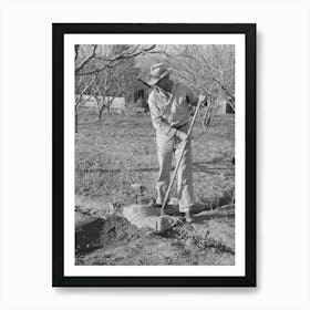Farmer Using Sacking To Bank Irrigation Ditch, Placer County, California, He Is From Oklahoma By Russell Lee Art Print