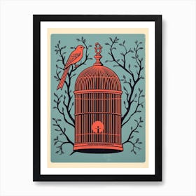 Modern Birdcage Illustration 2 Art Print