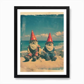 Polaroid Inspired Gnomes On The Beach 1 Poster