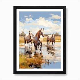 Horses Painting In Okavango Delta, Botswana 4 Art Print