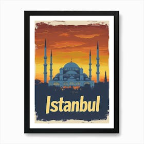 Aihrgdesign A Retro Travel Poster For Istanbul Featuring The 5 Art Print