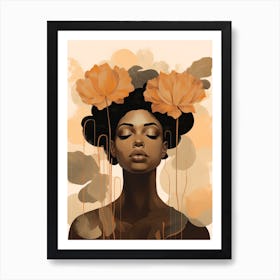 Black Woman With Flowers 2 Art Print