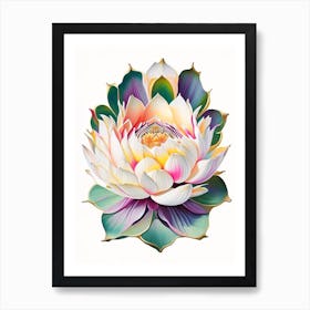 Lotus Flower, Buddhist Symbol Decoupage 5 Art Print