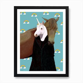 Horse & Unicorn Art Print