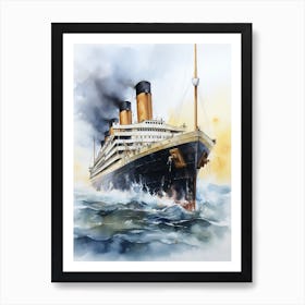 Titanic Ship On The Sea Watercolour 2 Art Print