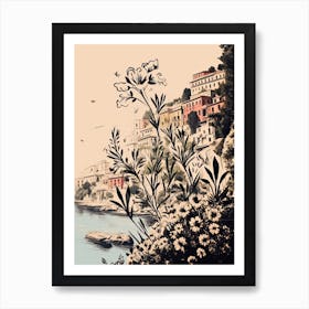 Positano, Flower Collage 2 Art Print