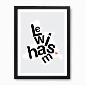 Lewisham Type Map Art Print