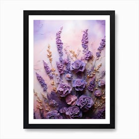 Lavender Roses On A Purple Background Art Print