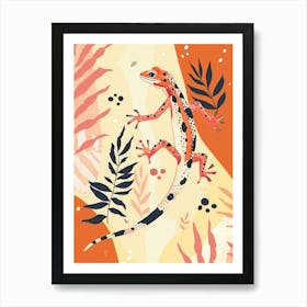 Red Mediterranean House Gecko Abstract Modern Illustration 1 Art Print