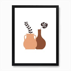 Minimal Brown Vases Art Print