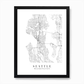 Seattle Washington Street Map Minimal Art Print