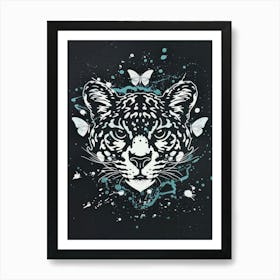 Leopard With Butterflies Art Print