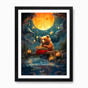 Bear In The Moonlight Art Print