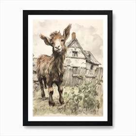 Storybook Animal Watercolour Goat 1 Art Print