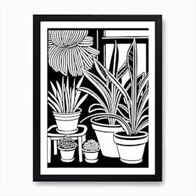 Lion cut inspired Black and white Garden plants & flowers art, Gardening art, 236 Art Print