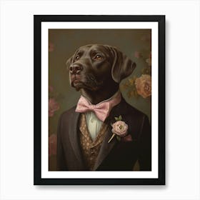 Chocolate Labrador Dapper Gentleman Art Print