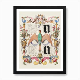 Guide For Constructing The Letters U And V From Mira Calligraphiae Monumenta, Joris Hoefnagel Art Print