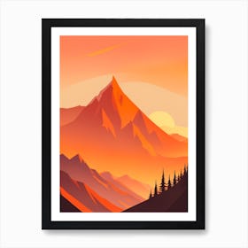 Misty Mountains Vertical Composition In Orange Tone 3 Art Print