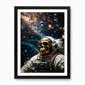 Gold Astronaut In Space Print Art Print