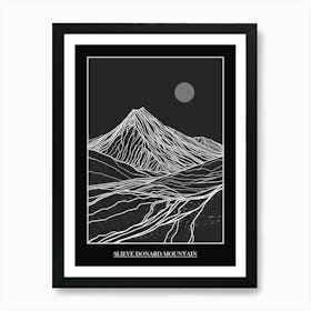 Slieve Donard Mountain Line Drawing 3 Poster Art Print