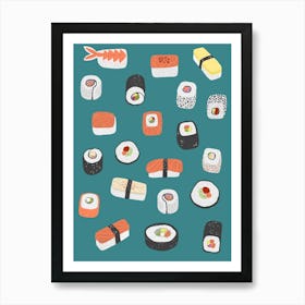 Japanese Sushi Nigiri Maki Roll Food Art Art Print