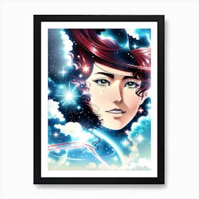 Fantasy Girl In The Sky Art Print