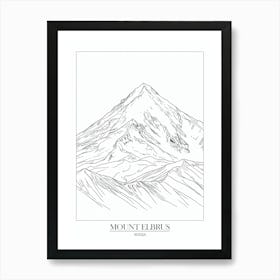 Mount Elbrus Russia Line Drawing 6 Poster Art Print