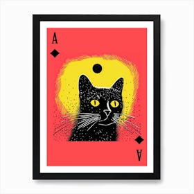 Playing Cards Cat 9 Pink And Black Art Print