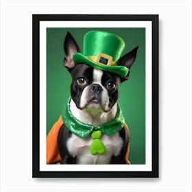 St Patrick'S Day Boston Terrier 11 Art Print