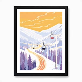 Park City Mountain Resort   Utah, Usa, Ski Resort Pastel Colours Illustration 2 Art Print