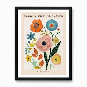 Spring Floral French Poster  Ranunculus 3 Art Print