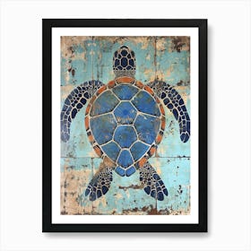 Blue Tiled Sea Turtle Art Print