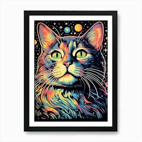 Celestial Catwalk, Psychedelic Cats series Art Print