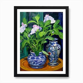 Flowers In A Vase Still Life Painting Periwinkle 2 Art Print
