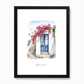 Mykonos, Greece   Mediterranean Doors Watercolour Painting 3 Poster Art Print