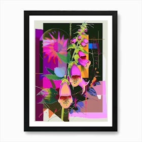 Foxglove 1 Neon Flower Collage Art Print