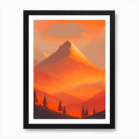Misty Mountains Vertical Composition In Orange Tone 182 Art Print