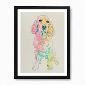 Colourful Bergamasco Sheepdog Abstract Line Illustration 1 Art Print