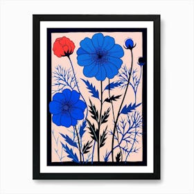 Blue Flower Illustration Love In A Mist Nigella 6 Art Print
