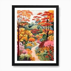 Royal Botanic Gardens, Melbourne, Australia In Autumn Fall Illustration 1 Art Print