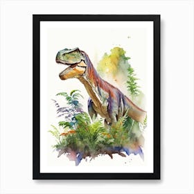 Allosaurus Fragilis Watercolour Dinosaur Art Print