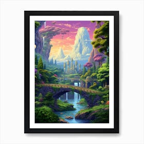 Fantasy Landscape Pixel Art 2 Art Print