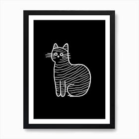 Abstract Sketch Cat Line Drawing 2 Art Print