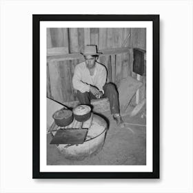 Mexican Man Sitting By Makeshift Cooking Stove, It Is Not Unusual To Find Mexicans Cooking Over These Fires And Art Print