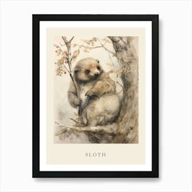 Beatrix Potter Inspired  Animal Watercolour Sloth 2 Art Print