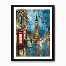 London Brushstrokes Telephone Box Art Print